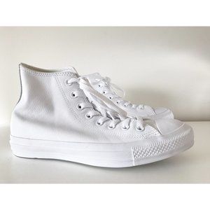 Converse Chuck Taylor All Star High Tops White Monochrome Leather M 7 W 9 UK 7 E